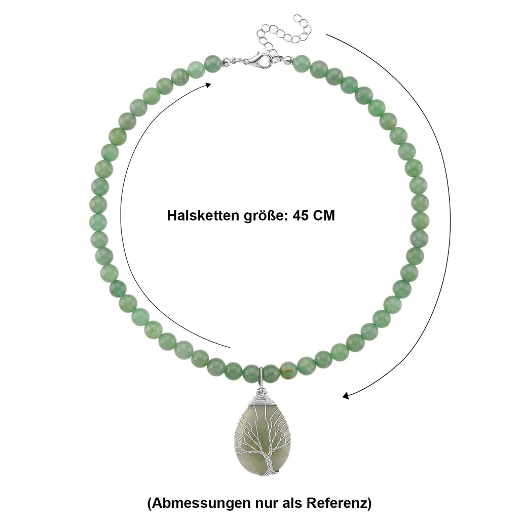Grüne Aventurin Halskette, ca. 45 cm + 5 cm extender, ca. 230.00 ct