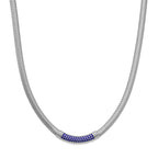 DESIGNER-INSPIRIERT Blaue Kristall Halskette ca. 50 cm + 5 cm extender, Reiner Edelstahl
