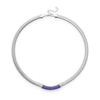 DESIGNER-INSPIRIERT Blaue Kristall Halskette ca. 50 cm + 5 cm extender, Reiner Edelstahl