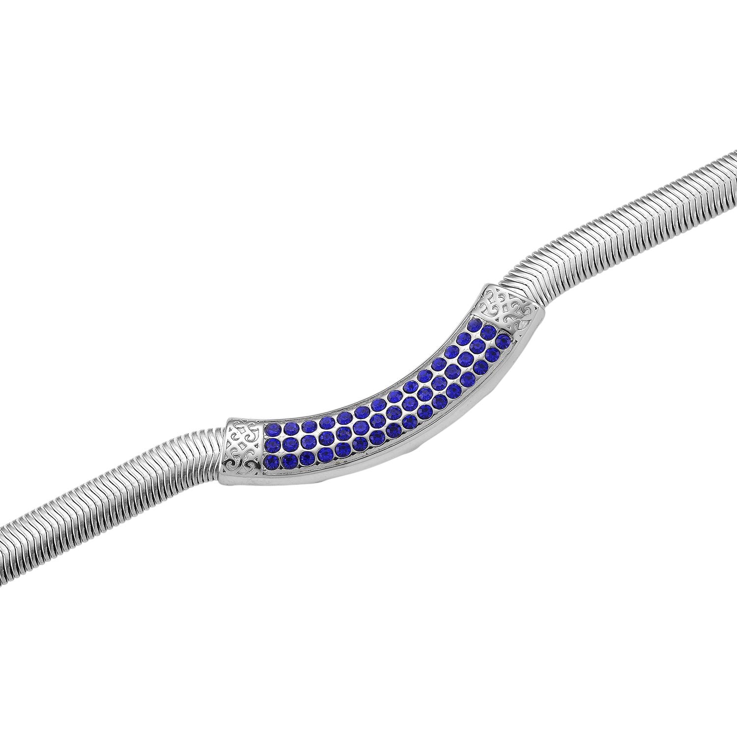 DESIGNER-INSPIRIERT Blaue Kristall Halskette ca. 50 cm + 5 cm extender, Reiner Edelstahl