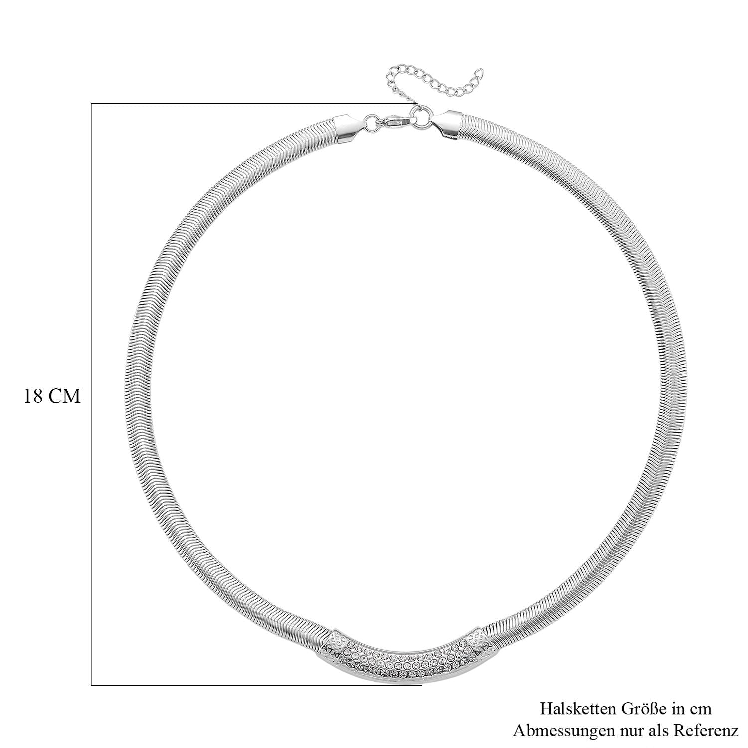 DESIGNER-INSPIRIERT Weißes Kristall Halskette ca. 50 cm + 5 cm extender, Reiner Edelstahl