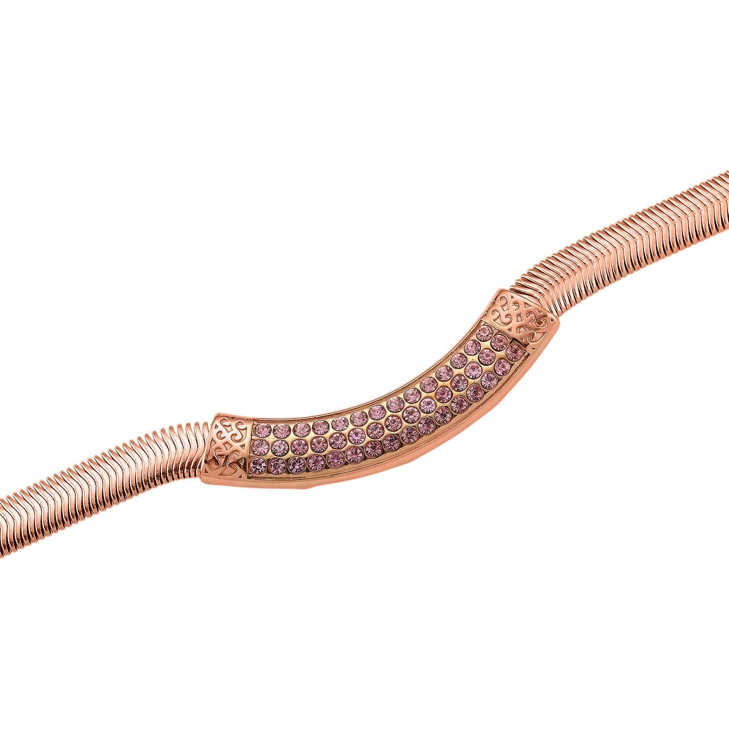 DESIGNER-INSPIRIERT Rosa Kristall Halskette ca. 50 cm + 5 cm extender, Reiner Edelstahl, Roségold plattiert