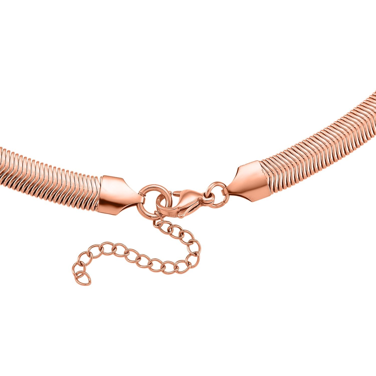 DESIGNER-INSPIRIERT Rosa Kristall Halskette ca. 50 cm + 5 cm extender, Reiner Edelstahl, Roségold plattiert
