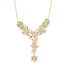 AA Natürlicher, äthiopischer Welo Opal, Moissanit Halskette ca. 45 cm 925 Silber 750 Gelbgold Vermeil ca. 9,51 ct.