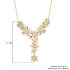 AA Natürlicher, äthiopischer Welo Opal, Moissanit Halskette ca. 45 cm 925 Silber 750 Gelbgold Vermeil ca. 9,51 ct.