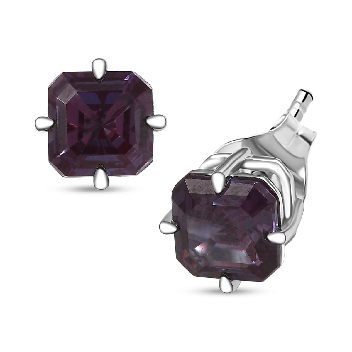 Luxuriant - AAA Lab Grown Alexandrit Ohrringe, AGI zertifiziert und geprüft, 417 Weiß Gold ca. 2.44 ct