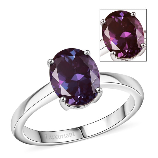 AAA Lab Grown Alexandrit Ring, AGI zertifiziert und geprüft, 417 Weiß Gold (Größe 16.50)   (10-16 Werktage Lieferzeit) ca. 2.38 ct