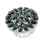 Simulierter schwarzer Opal Ring, flexibel (Größe 17.00-19.00), 316L Edelstahl