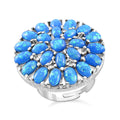 Simulierter Hellblauer Opal Ring, flexibel (Größe 17.00-19.00), 316L Edelstahl