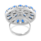 Simulierter Hellblauer Opal Ring, flexibel (Größe 17.00-19.00), 316L Edelstahl