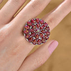 Simulierter Roter Opal Ring, flexibel (Größe 17.00-19.00), 316L Edelstahl