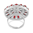 Simulierter Roter Opal Ring, flexibel (Größe 17.00-19.00), 316L Edelstahl