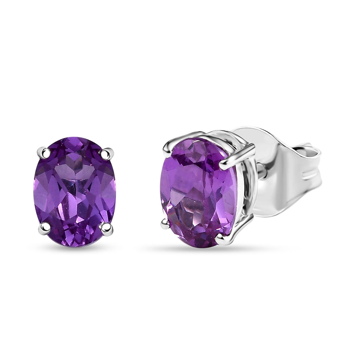 LUXURIANT zertifizierte und geprüfte AAA Labor lila Saphir Solitär Ohrringe in 417 Weißgold - 2,88 ct.