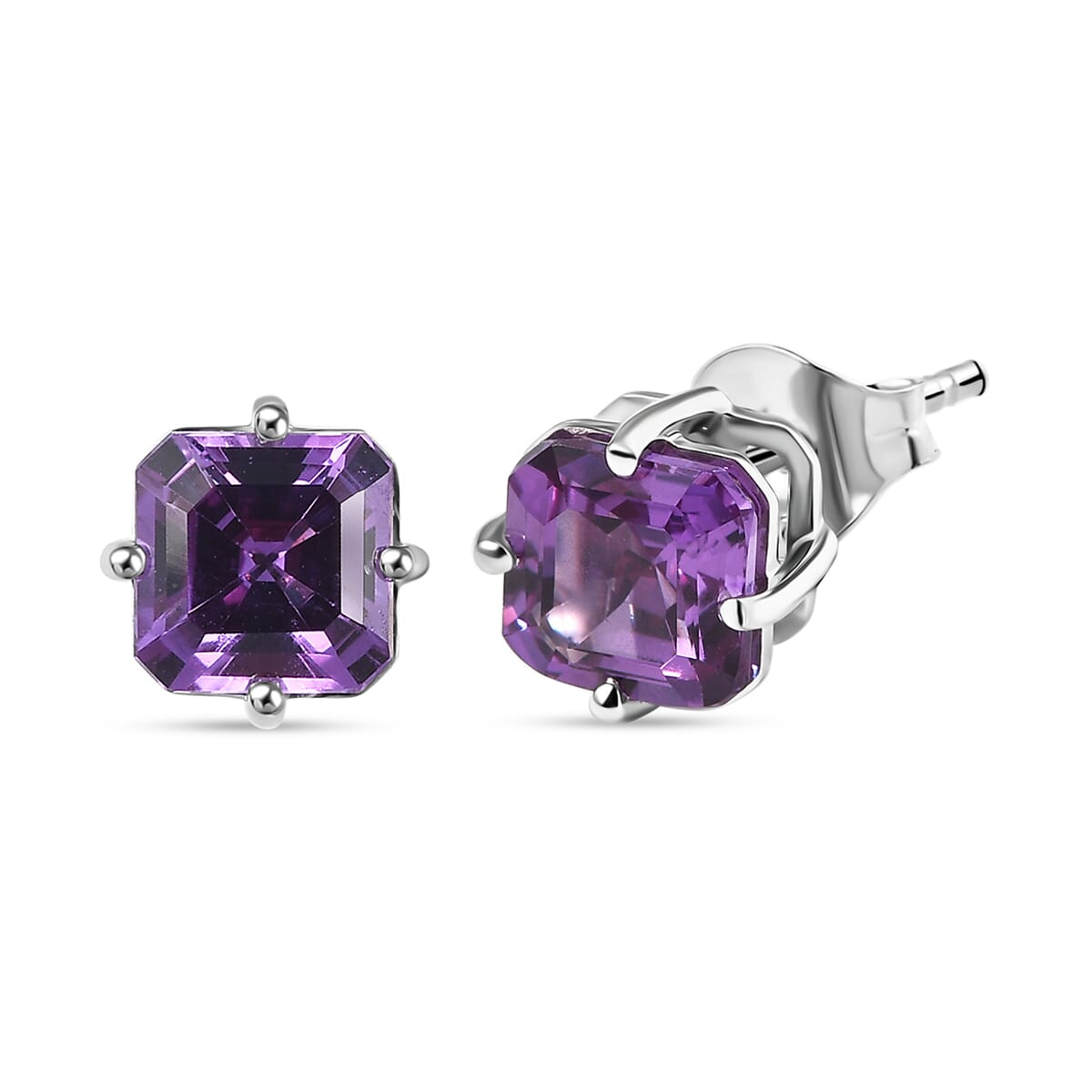LUXURIANT zertifizierte und geprüfte AAA Labor lila Saphir Solitär Ohrringe in 417 Weißgold - 2,52 ct.