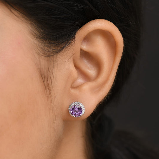 AAA Lab Grown Farbwechsel-Saphir, Lab Grown Diamant AGI zertifiziert Ohrringe 417 Gold ca. 4.56 ct