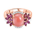 AA Vinicunca-Peruanischer Opal, Rhodolith Granat Ring 925 Silber 750 rosévergoldet (Größe 19.00) ca. 3.83 ct