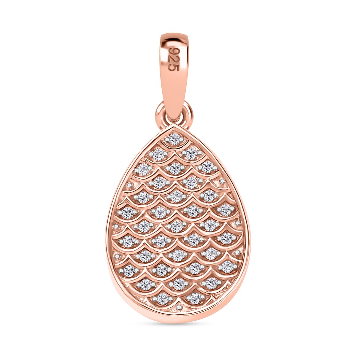 AA Vinicunca-Peruanischer, Weißer Zirkon Anhänger 925 Silber 750 rosévergoldet ca. 4,73 ct.