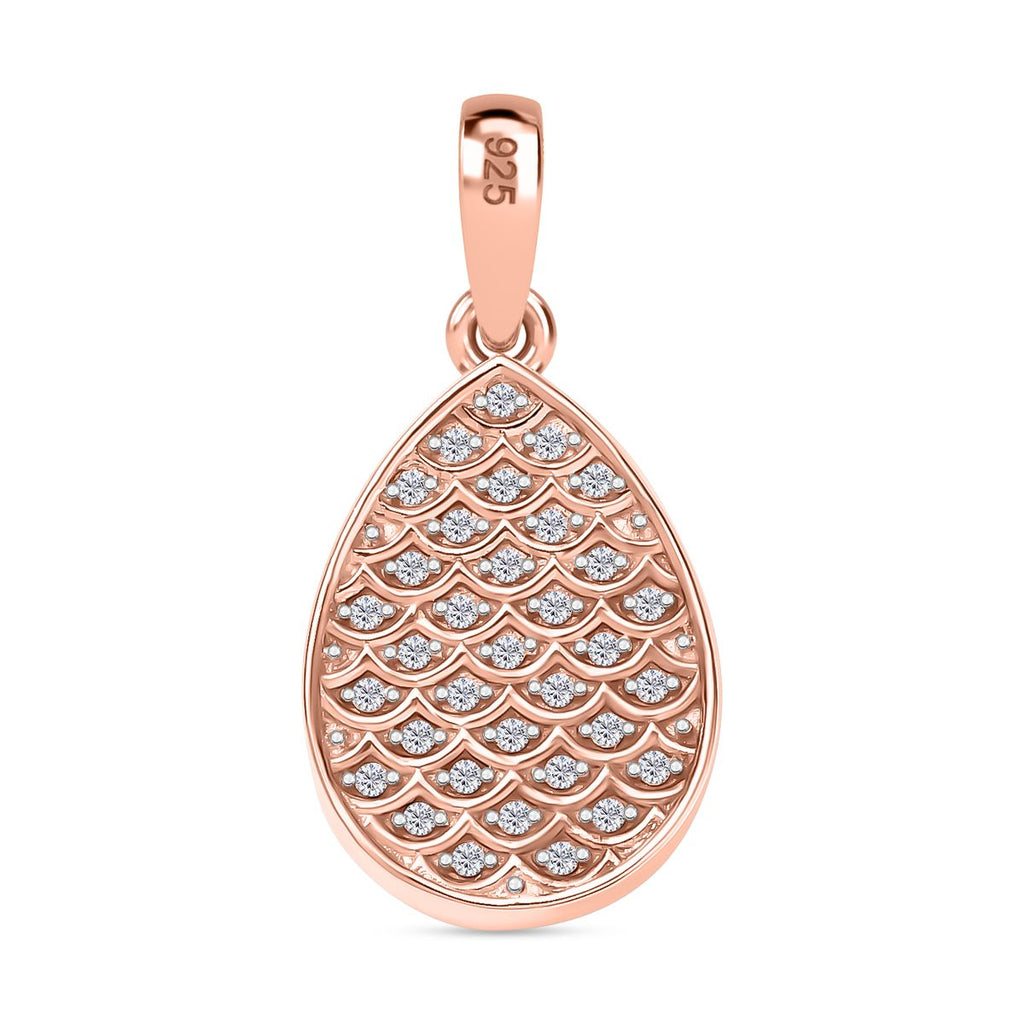 AA Vinicunca-Peruanischer, Weißer Zirkon Anhänger 925 Silber 750 rosévergoldet ca. 4,73 ct.