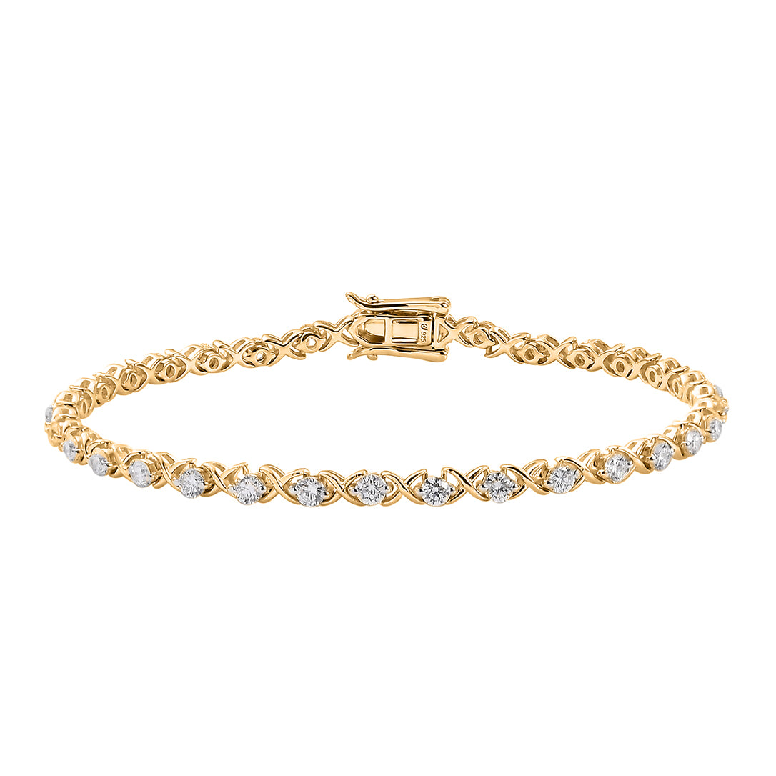 LUXURIANT DIAMOND -  Lab Grown Diamant VS-EF Armband ca. 18.5 cm 925 Silber vergoldet ca. 2.50 ct