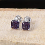 LUXURIANT - AAA Lab Grown Alexandrit, Lab Grown Diamant Ohrringe, AGI zertifiziert und geprüft, 417 Weiß Gold ca. 2.56 ct