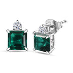 Luxuriant - AAA Lab Grown Smaragd, Lab Grown Diamant Ohrringe 417 Weiß Gold ca. 1.92 ct