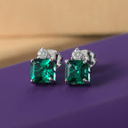 Luxuriant - AAA Lab Grown Smaragd, Lab Grown Diamant Ohrringe 417 Weiß Gold ca. 1.92 ct