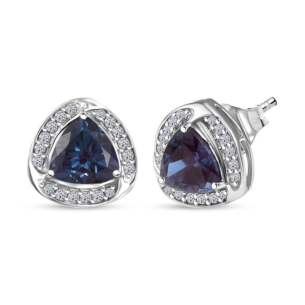 AAA Lab Grown Alexandrit, Lab Grown Diamant Ohrringe, AGI zertifiziert und geprüft, 417 Weiß Gold ca. 3.20 ct