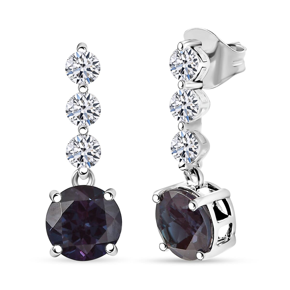 AAA Lab Grown Alexandrit, Lab Grown Diamant Ohrringe, AGI zertifiziert und geprüft, 417 Weiß Gold ca. 3.93 ct
