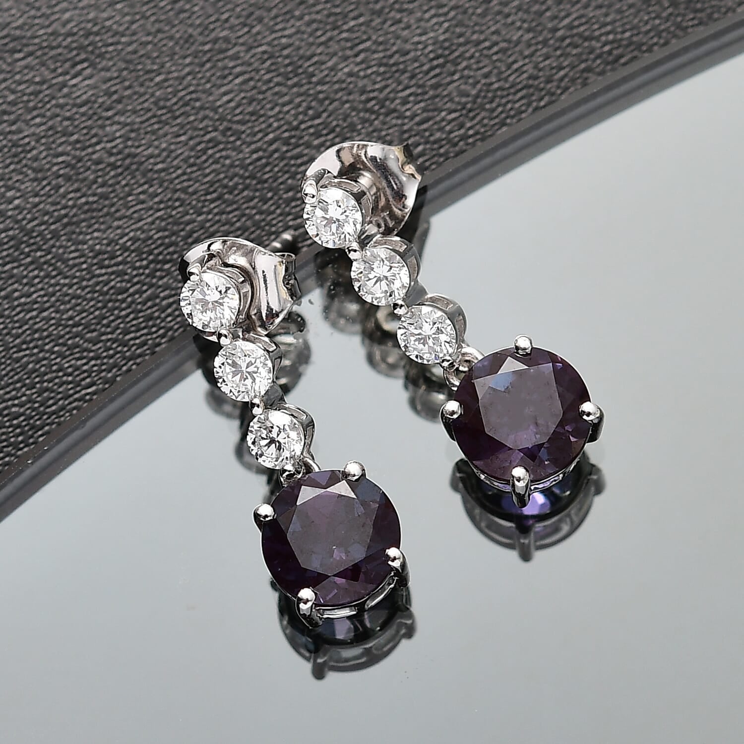 AAA Lab Grown Alexandrit, Lab Grown Diamant Ohrringe, AGI zertifiziert und geprüft, 417 Weiß Gold ca. 3.93 ct
