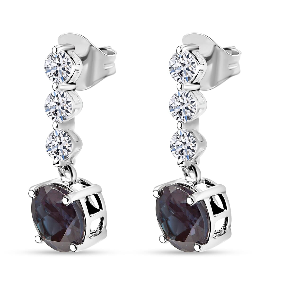 AAA Lab Grown Alexandrit, Lab Grown Diamant Ohrringe, AGI zertifiziert und geprüft, 417 Weiß Gold ca. 3.93 ct