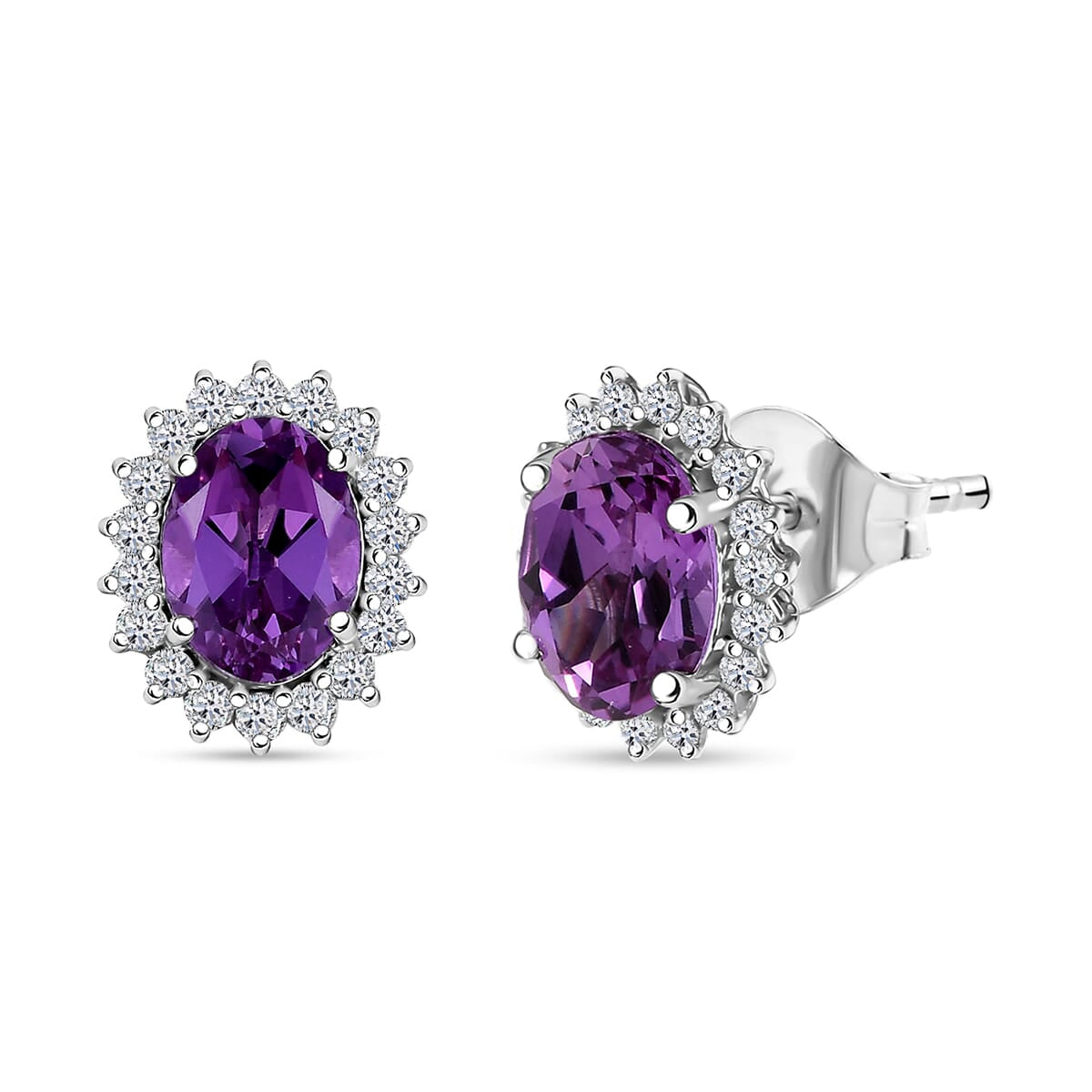 AAA Lab Grown Farbwechsel-Saphir, Lab Grown Diamant AGI zertifiziert Ohrringe 417 Gold ca. 2.30 ct