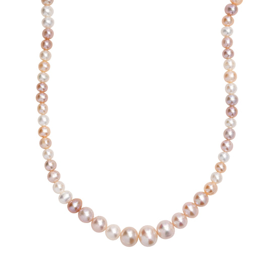 AA Rosa Süßwasser Perle Halskette ca. 45 cm 925 Silber 750 Gelbgold Vermeil 70.00 ct