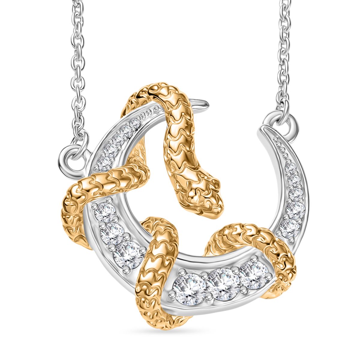 Moissanit Halskette ca. 45 cm 925 Silber Rhodiniert und 750 Gelbgold Vermeil ca. 0.49 ct