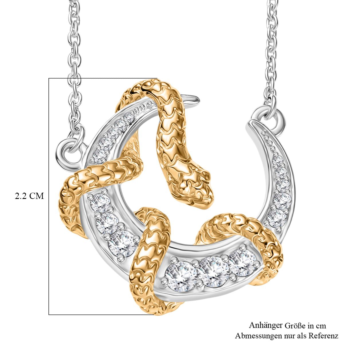 Moissanit Halskette ca. 45 cm 925 Silber Rhodiniert und 750 Gelbgold Vermeil ca. 0.49 ct