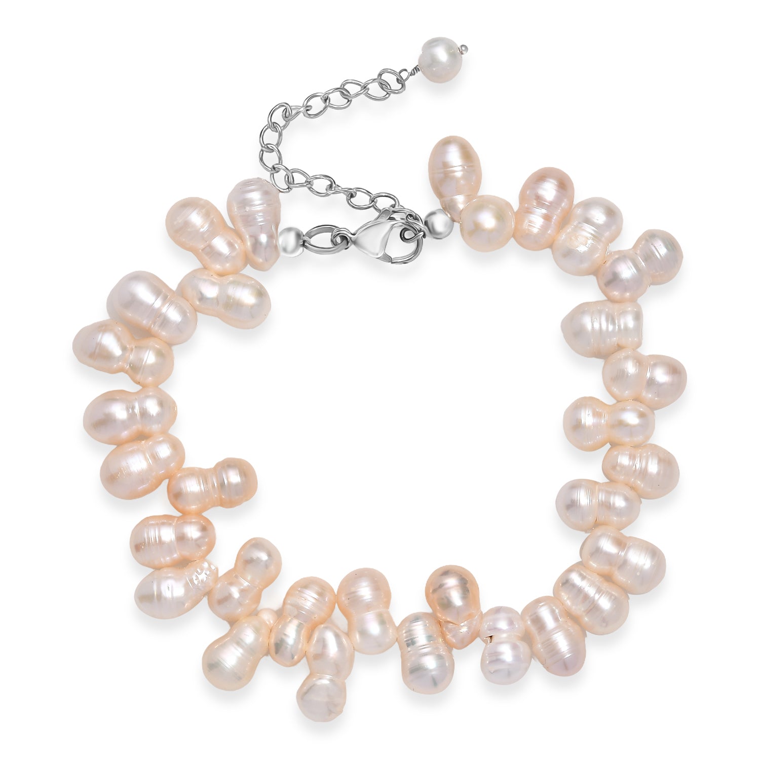 Mehrfarbige Süßwasser Perle Armband ca. 19 cm +5 cm extender, Edelstahl