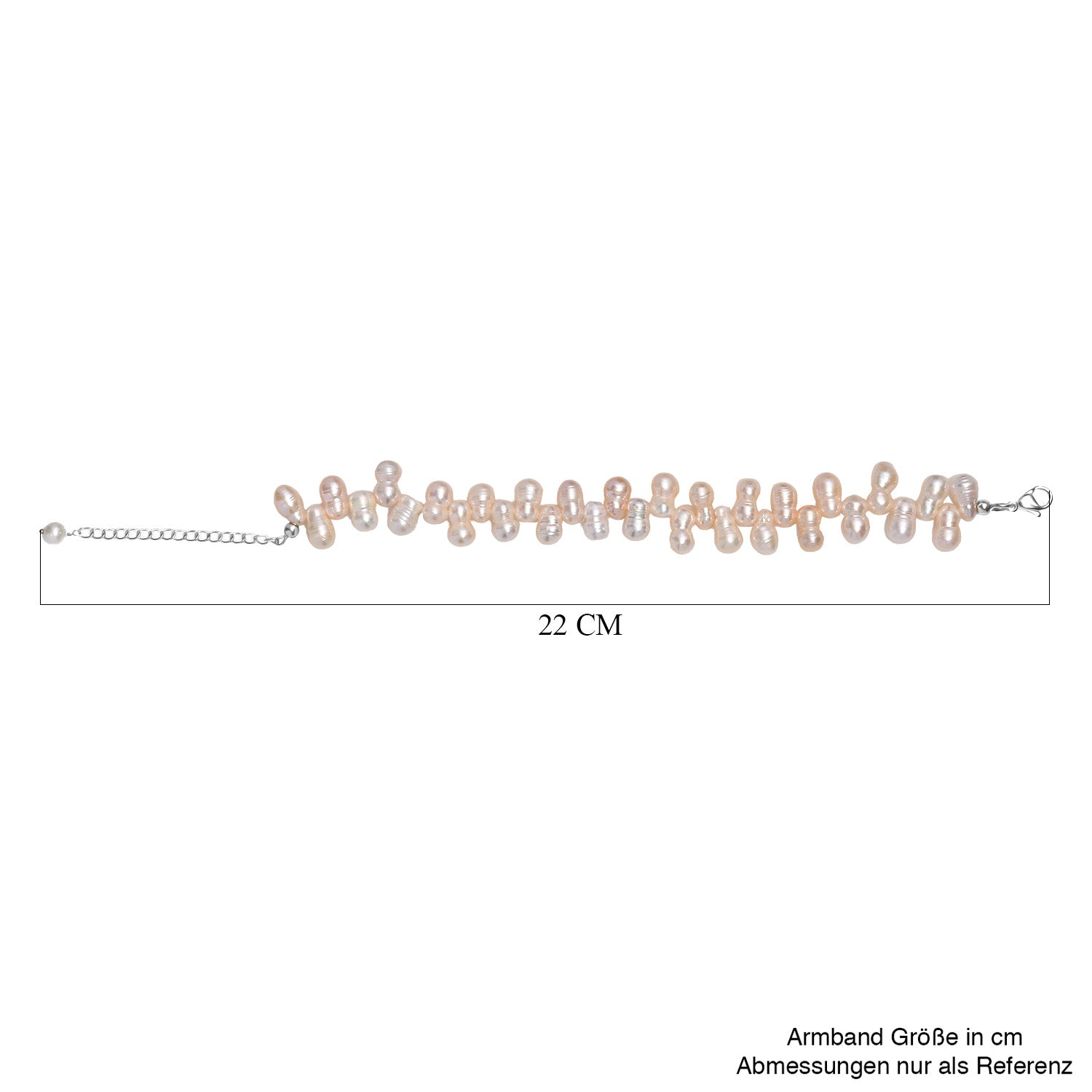 Mehrfarbiges Süßwasserperle Armband, 19+5cm, Edelstahl