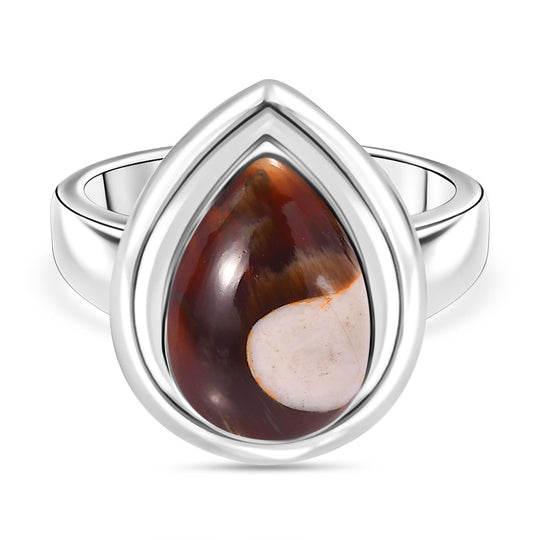 Der Schimmer der Natur - Erdnuss Holz Jaspis Ring 316L Edelstahl (Größe 19.00) ca. 4.37 ct