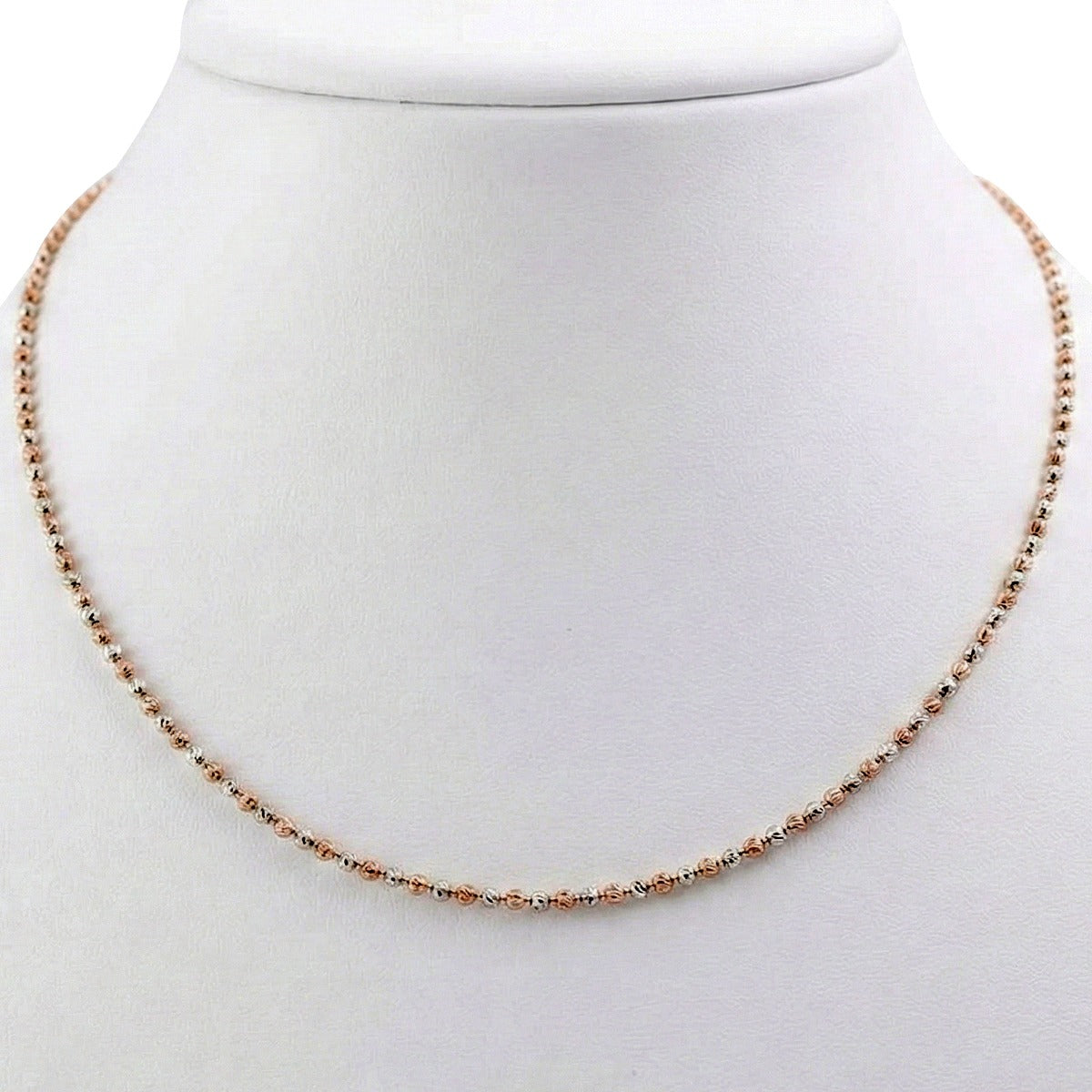 Italienische Mond Kette ca. 45 cm+ 5 cm Extender, 925 Silber, Rosévergoldet und Platiniert ca. 5,62g
