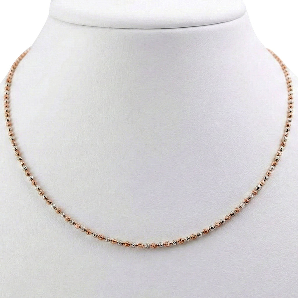 Italienische Mond Kette ca. 45 cm+ 5 cm Extender, 925 Silber, Rosévergoldet und Platiniert ca. 5,62g