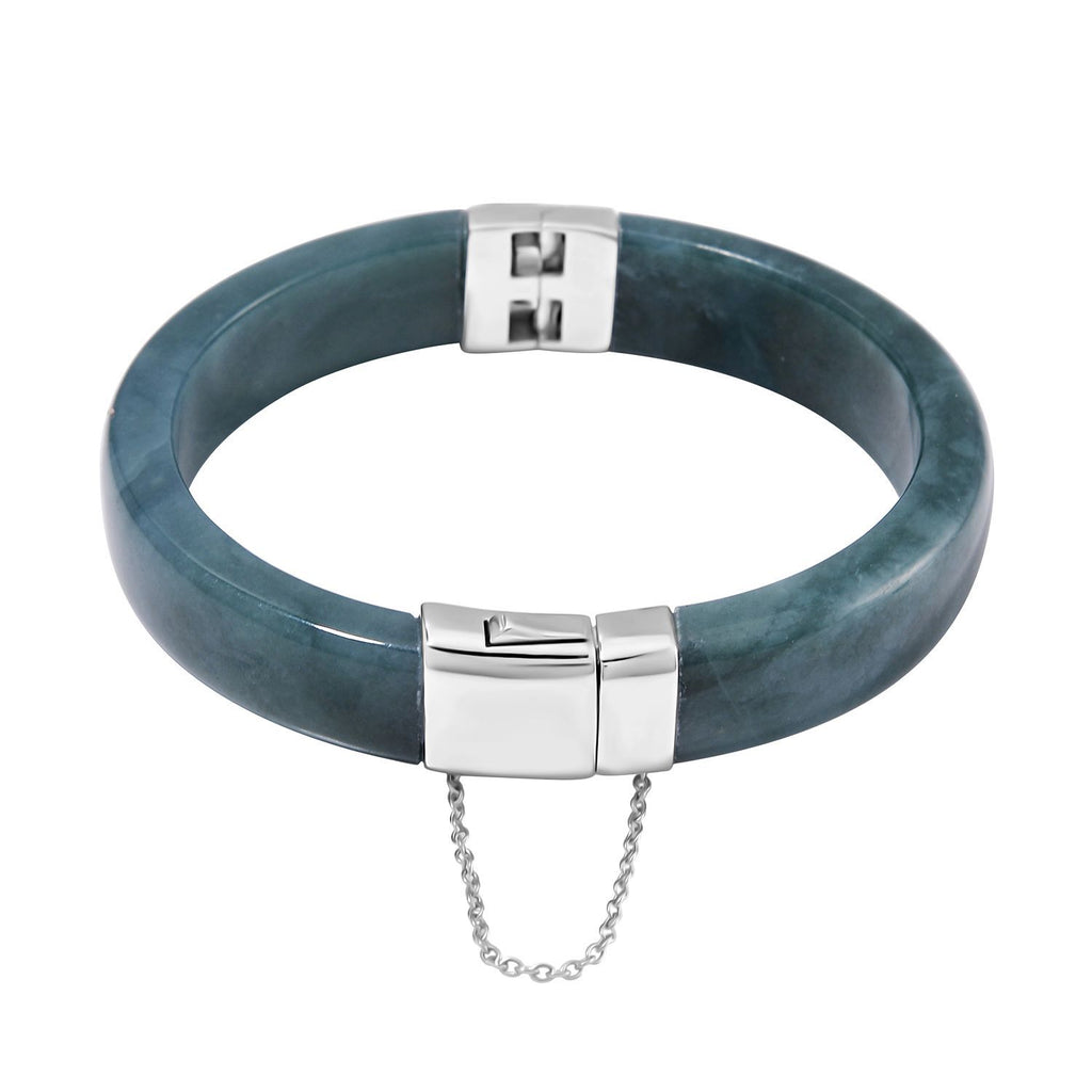 EXTREM SELTEN - Natürlicher Olmek Jadeit Armreif ca. 19 cm 925 Silber rhodiniert ca. 250.00 ct