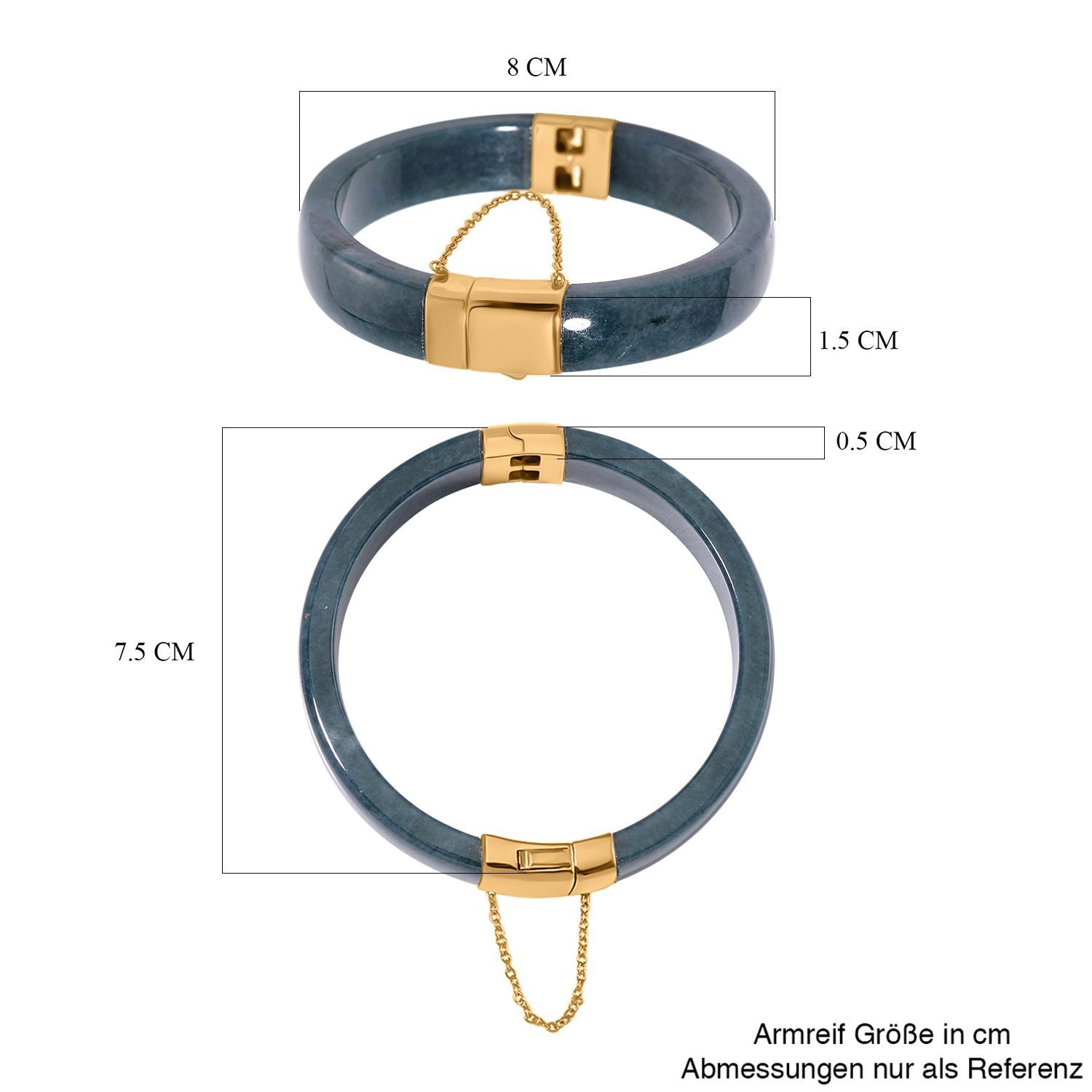 EXTREM SELTEN - Natürlicher Olmek Jadeit Armreif ca. 19 cm 925 Silber vergoldet ca. 250.00 ct