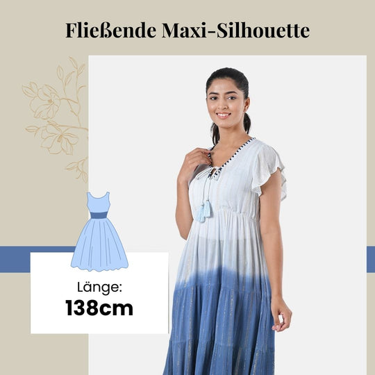 Maxikleid aus Viskose-Crepe mit Lurex, Einheitsgröße, Seegrün