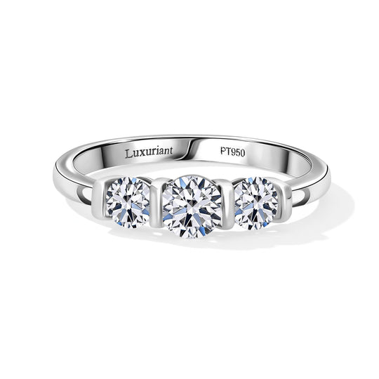 LUXURIANT SGL zertifizierter VS-GH Labor Diamant Trilogie Ring, 925 Silber rhodiniert - 1 ct.