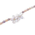 Keshi Perle (12x9 mm), Mehrfarbige Süßwasser Perle (7-8mm) Halskette ca. 50 cm 925 Silber vergoldet 160.30 ct
