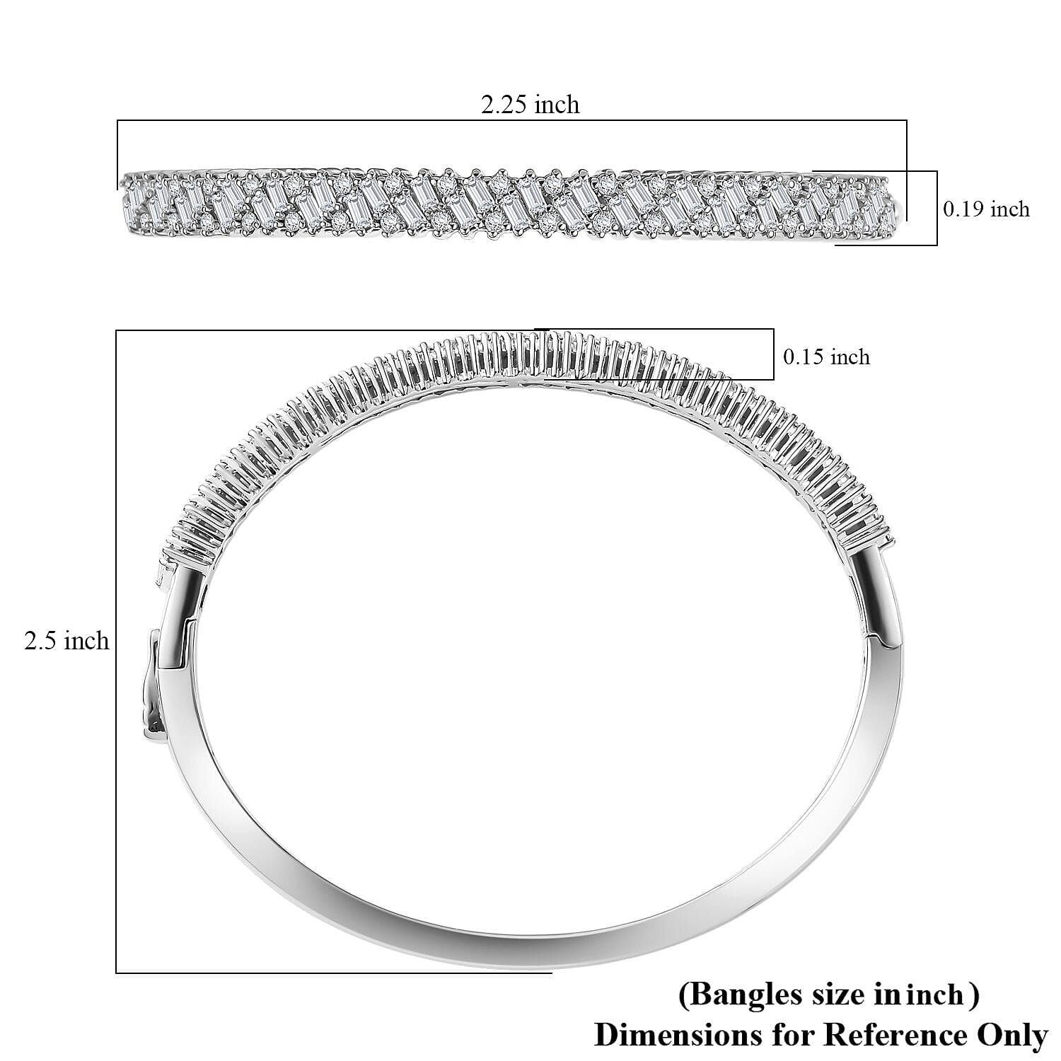 D'Joy Moissanit Armreif ca. 18.5 cm 925 Silber rhodiniert ca. 3.37 ct