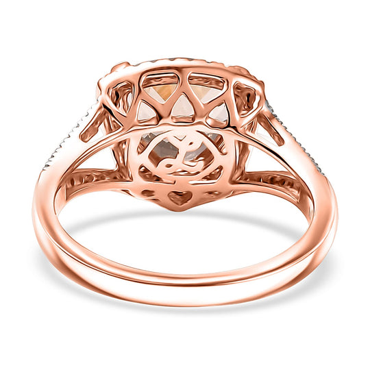 LUXORO AAA Morganit, Weißer Diamant AGI zertifiziert Ring 417 Gold (Größe 17.00) ca. 3.28 ct