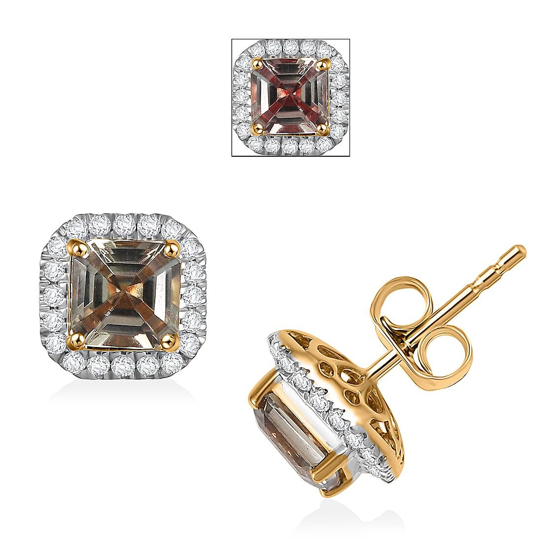 LUXORO AAA Turkizit, Weißer Diamant AGI zertifiziert Ohrringe 585 Gold ca. 2.36 ct