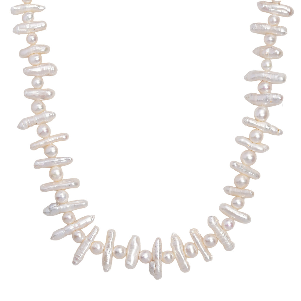 Weiße Süßwasser Perle Halskette ca. 45 cm+ 5 cm Extender, 925 Silber rhodiniert