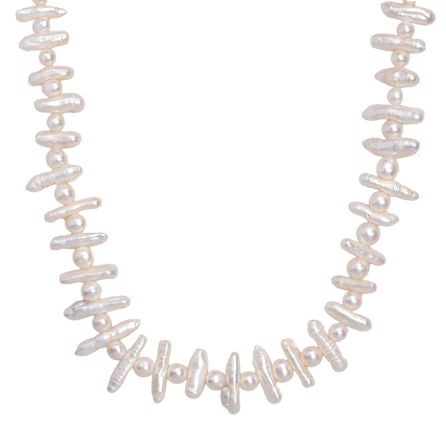 Weiße Süßwasser Perle Halskette ca. 45 cm+ 5 cm Extender, 925 Silber rhodiniert