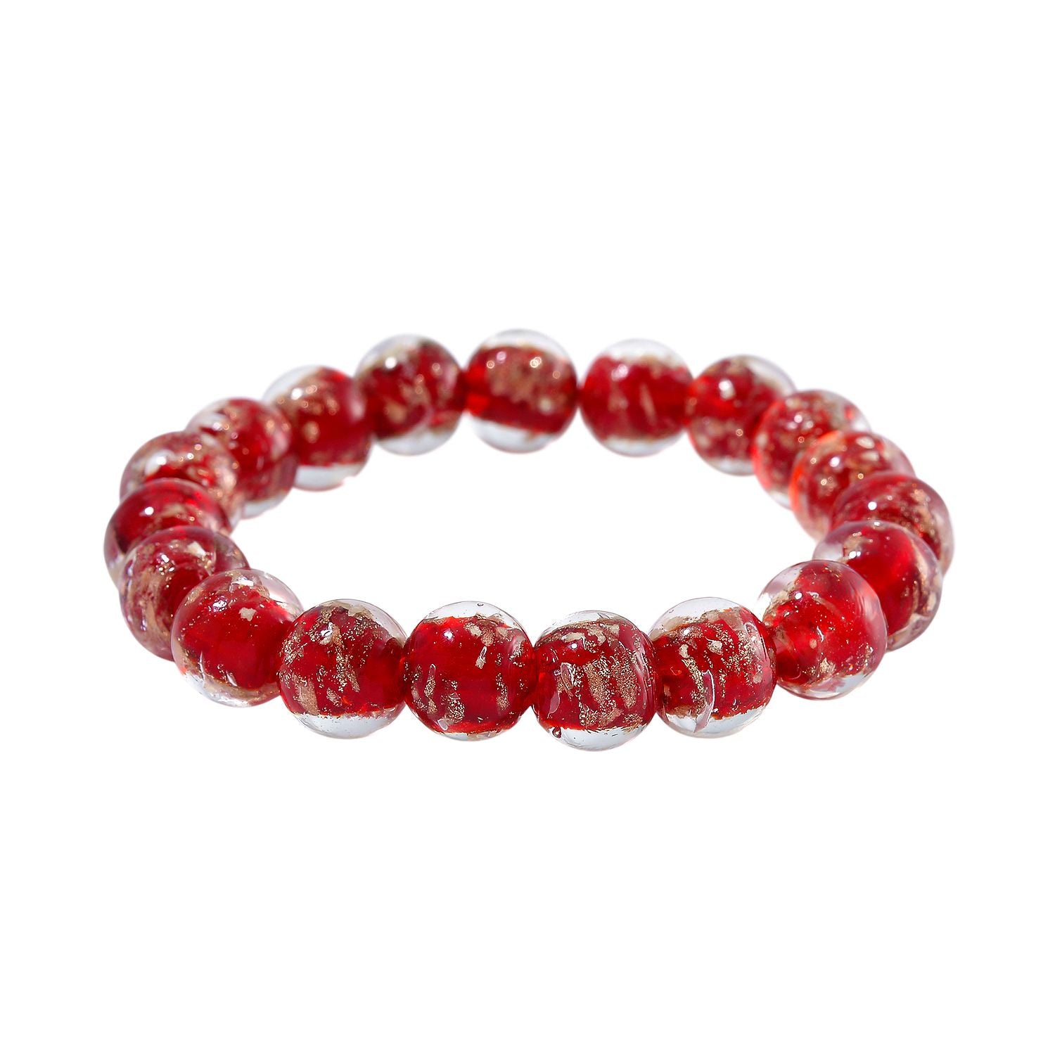 Rotes Murano-Stil Glas Armband, flexibel
